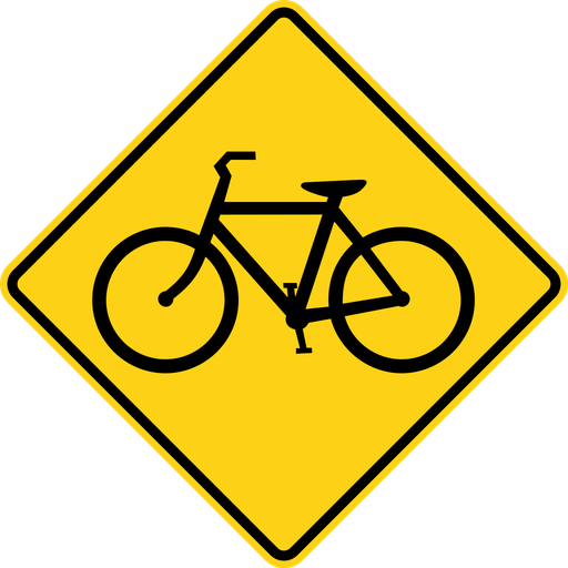 Yellow diamond with a black bicycle